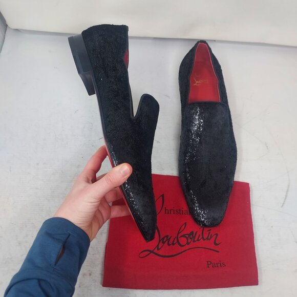 Christian Louboutin Black Dandy Chick Velvet Lame Loafer main image 4